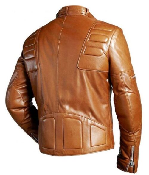 Mens Motorcycle Padded Brown Jacket