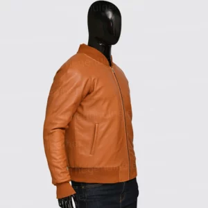 Mens Tan Brown Bomber Jacket