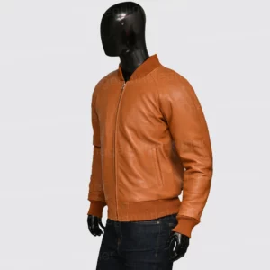 Mens Tan Brown Bomber Jacket