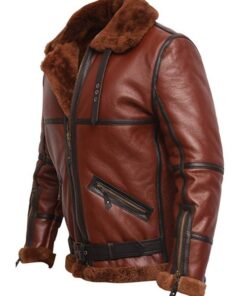 RAF British Shearling Aviator Brown Leather Jacket