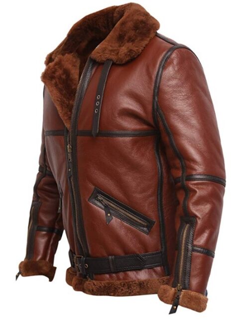 RAF British Shearling Aviator Brown Leather Jacket