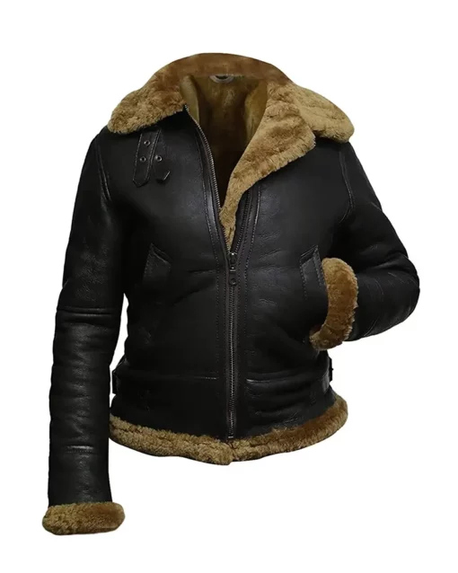 Womens Fur Aviator Flight Jacket | Womens Fur Aviator Leather Jacket