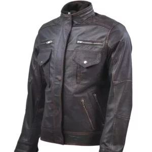 Cafe Racer Distressed Brown Leather Jacket