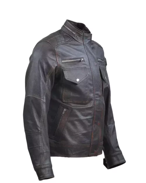 Cafe Racer Distressed Brown Leather Jacket