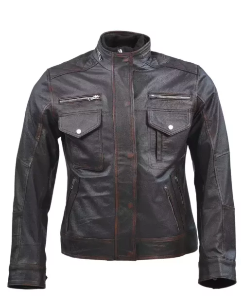 Cafe Racer Distressed Brown Leather Jacket