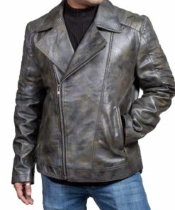 Brando Distressed Biker Black Leather Jacket