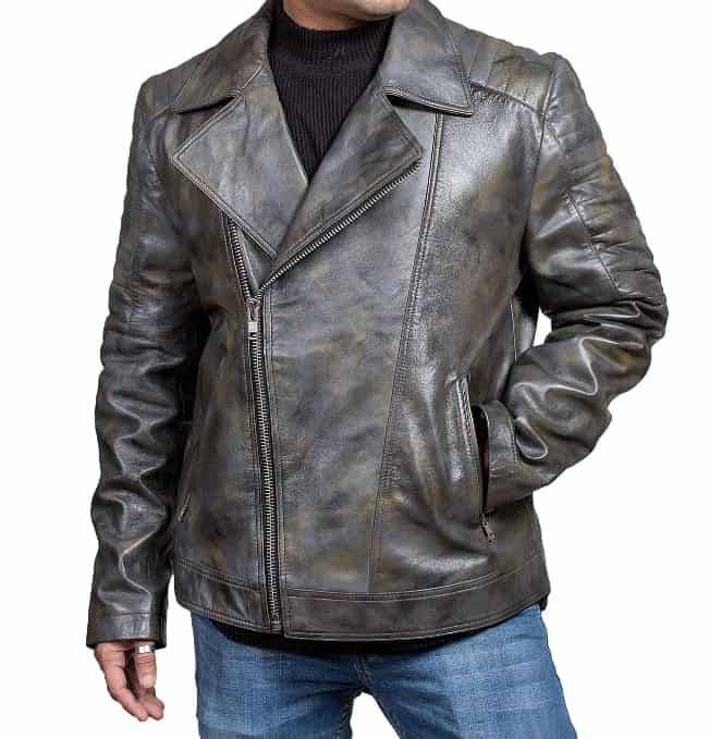 Brando Distressed Biker Black Leather Jacket