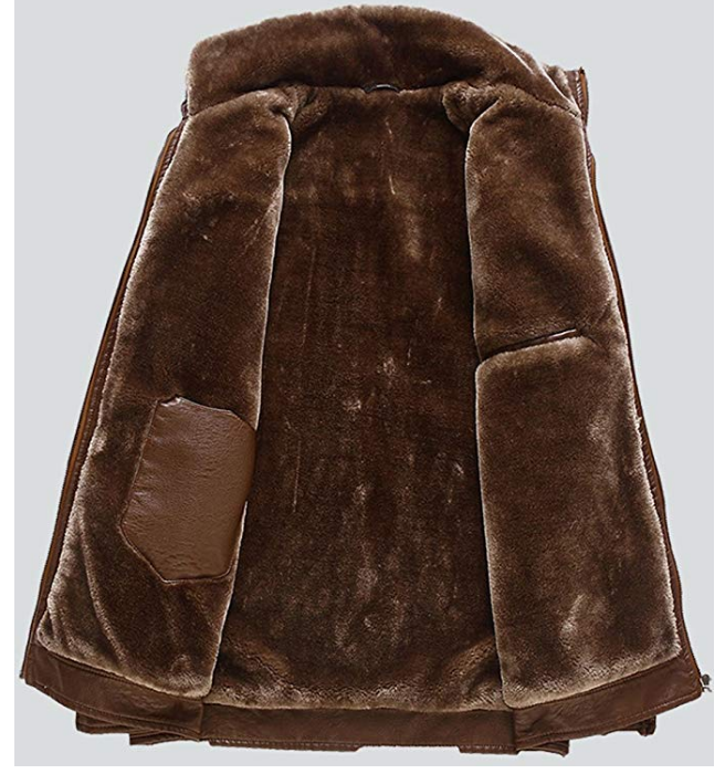 Brown Mens Fur Leather Jacket