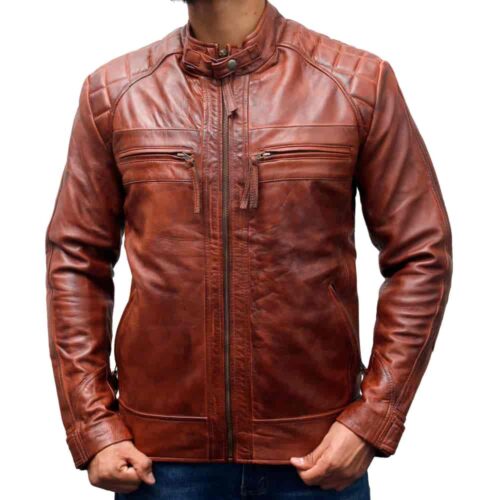 CLASSIC DIAMOND BIKER LEATHER JACKET