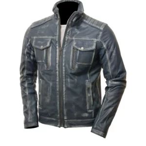 Cafe Racer Mens Blue Waxed Jacket