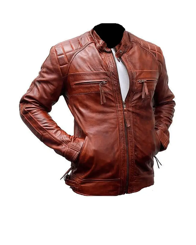 Classic Diamond Biker Leather Jacket