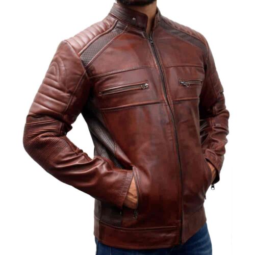 DISTRESSED CAFE RACER MOTORCYCLE VINTAGE LEATHER JACKET