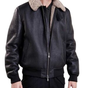 Mens Aviator Black Bomber Leather Jacket