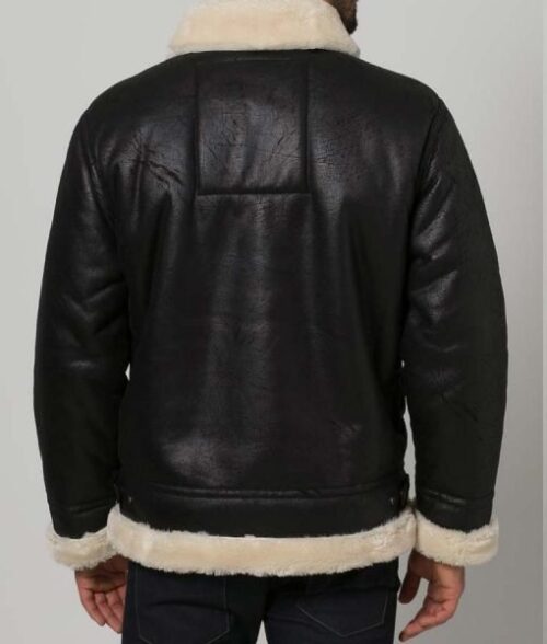 Mens Aviator Shearling Black Jacket
