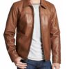 Mens Brown Casual Leather Jacket