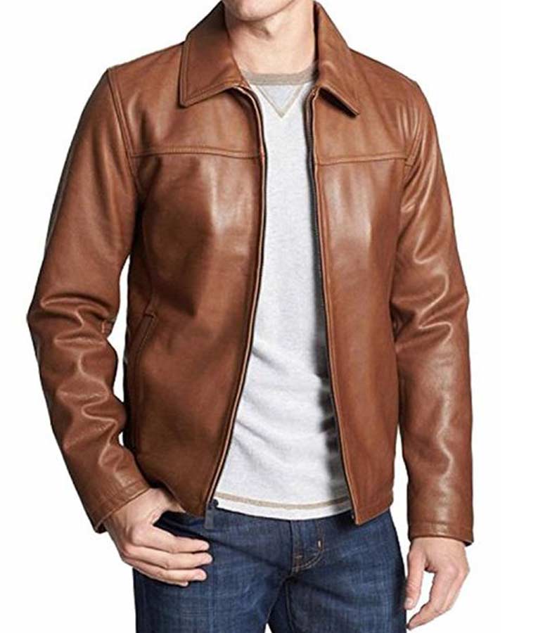 Mens Brown Casual Leather Jacket