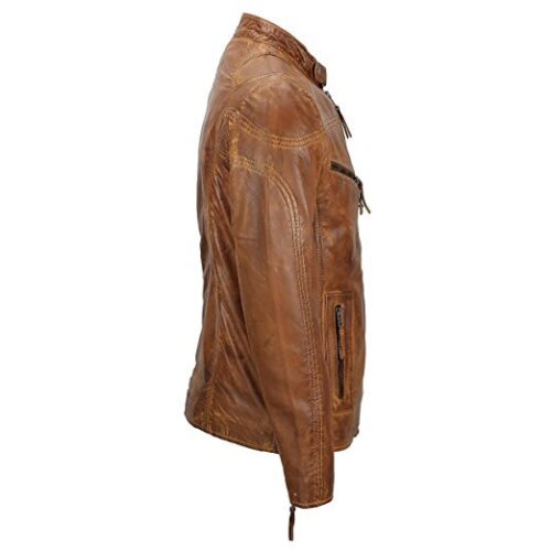 Mens Cafe Racer Biker Brown Jacket