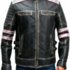 Mens Cafe Racer Retro Distressed Leather Jacket