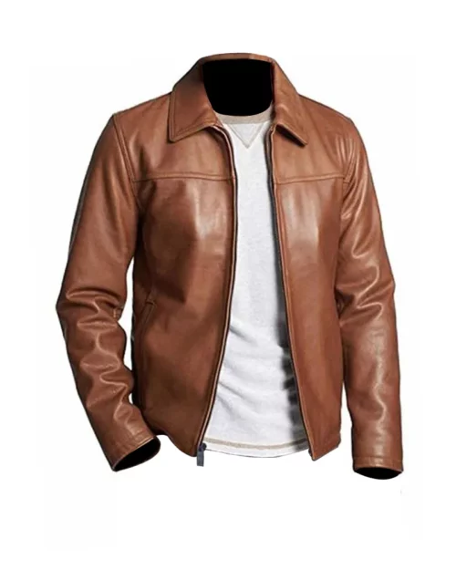 Mens Casual Brown Leather Jacket