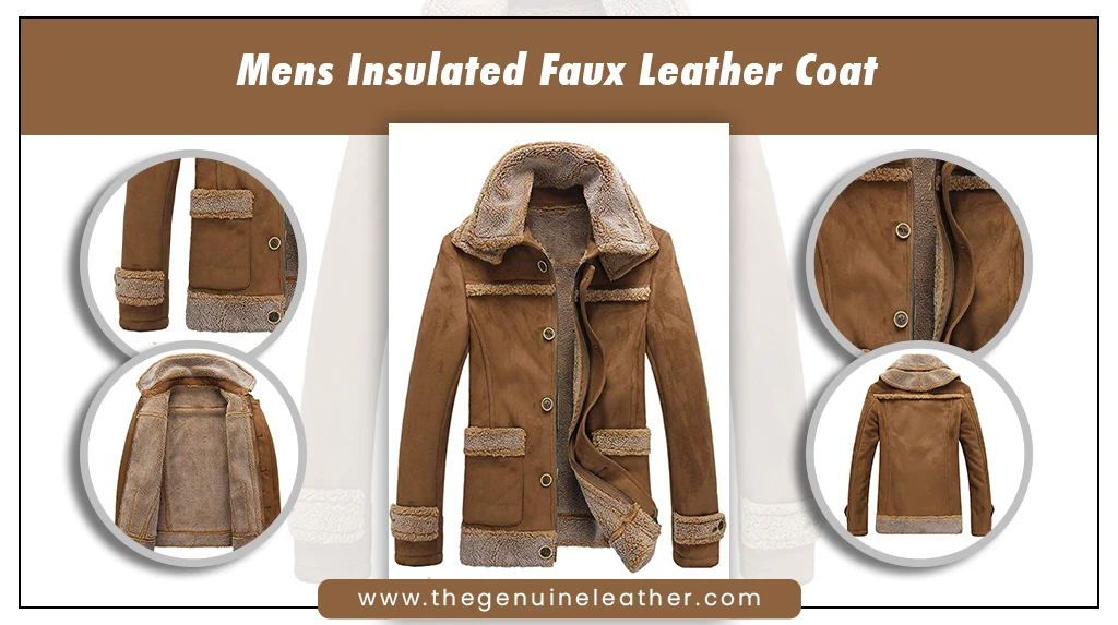 Mens Insulated Faux Leather Coat