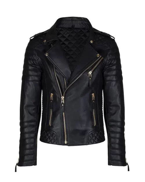 Mens Lambskin Motorcycle Black Leather Jacket
