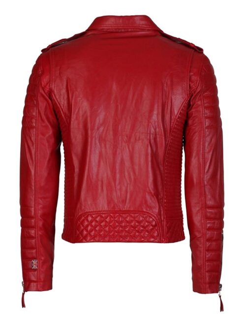 Mens Lambskin Motorcycle Red Jacket