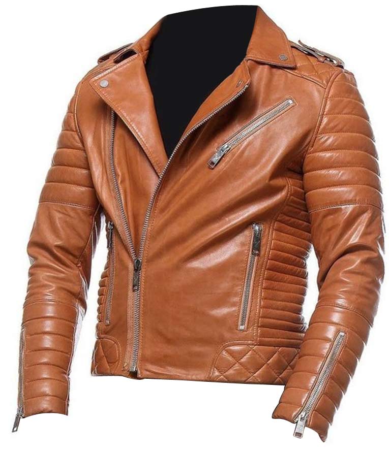 Mens Motorcycle Tan Leather Jacket
