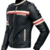 Mens Red And White Striped Black Jacket