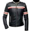 Mens Red And White Striped Black Jacket