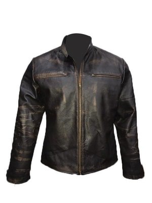 Mens Retro Cafe Racer Black Leather Jacket