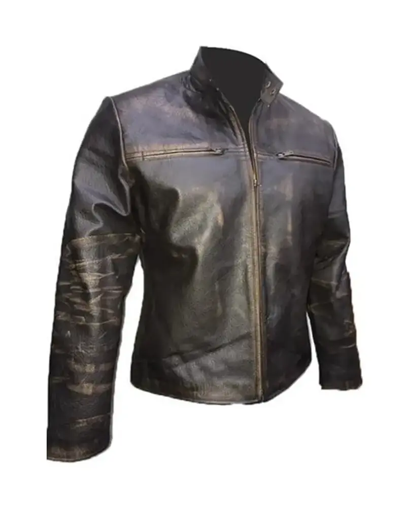 Mens Retro Cafe Racer Leather Jacket