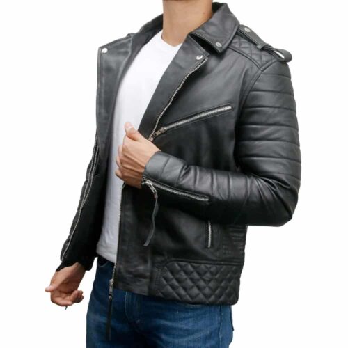 Vintage Slim Fit Biker Leather Jacket