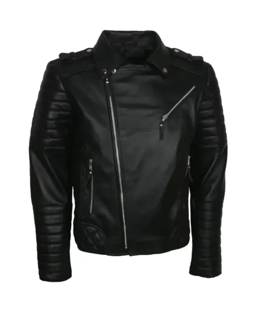 Mens Vintage Slim Fit Biker Leather Jacket | Slim Fit Black Leather Jacket
