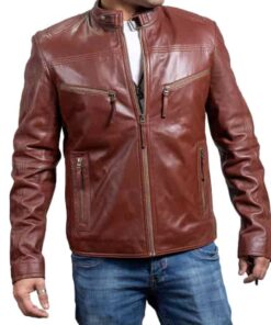 Motorcycle Brown Leather Jacket