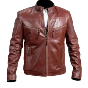 Motorcycle Brown Leather Jacket