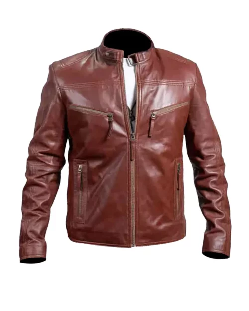 Motorcycle Brown Leather Jacket