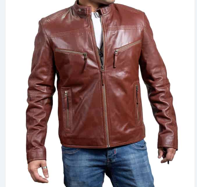 Motorcycle Brown Leather Jacket