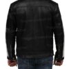 White Striped Mens Cafe Racer Leather Jacket