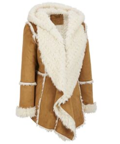 Womens Brown Fur Overcoat With Hood