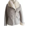 Ladies Bomber Gray Fur Jacket