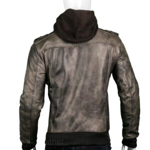 Men Grey Leather Jacket
