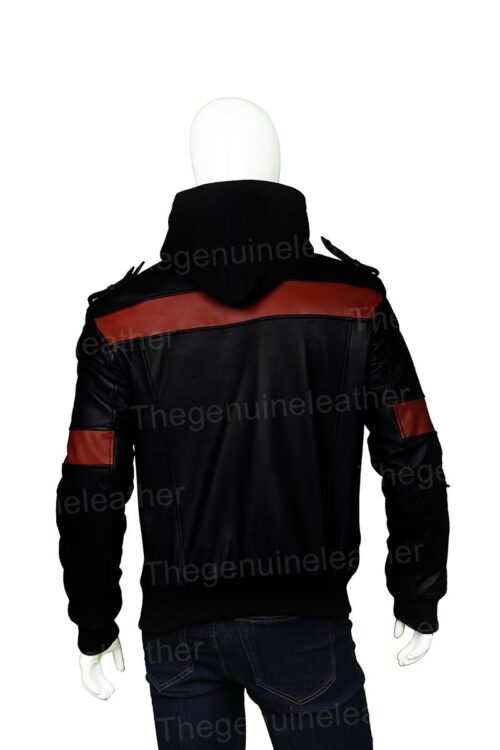 Mens Black Hooded Bomber Jacket
