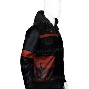 Mens Black Leather Bomber Jacket
