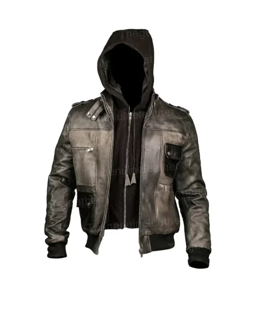 Mens Grey Leather Jacket