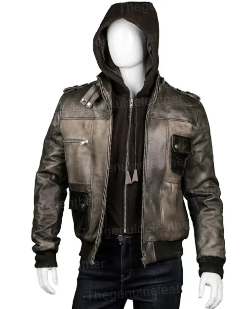 Mens Grey Leather Jacket