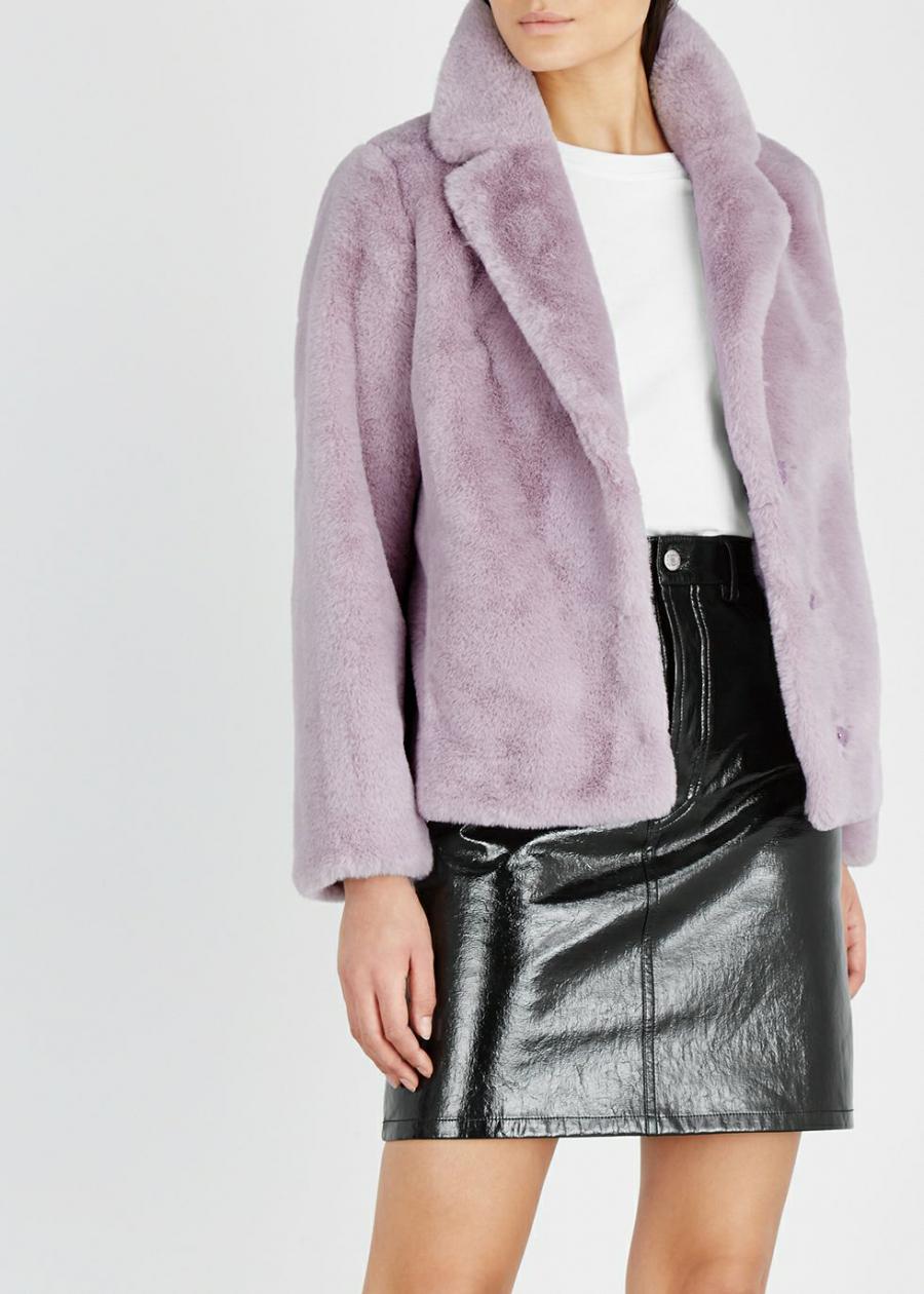 Stand Lavender Purple Fur Jacket