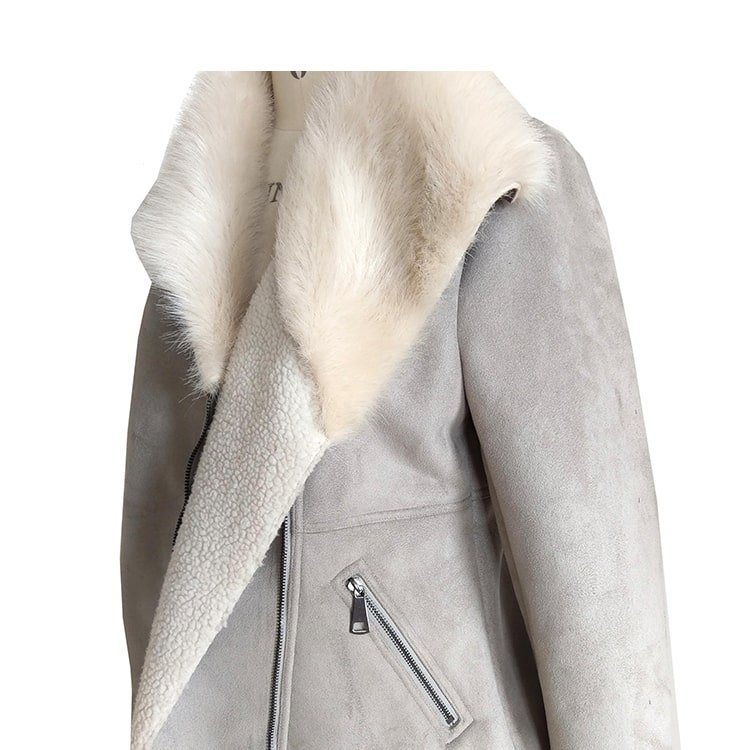 Womens Bomber Fancy Fur Gray Jacket