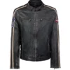 Bike Racer Distressed Black Leather Jacket