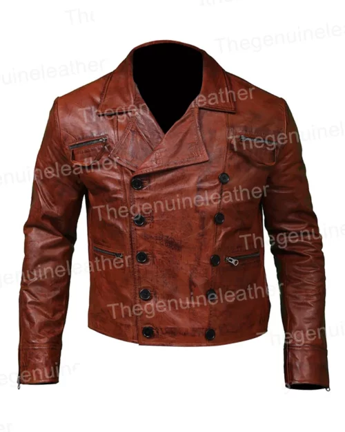 Distressed Brown Leather Jacket