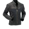 Men Vintage Distressed Black Biker Leather Jacket